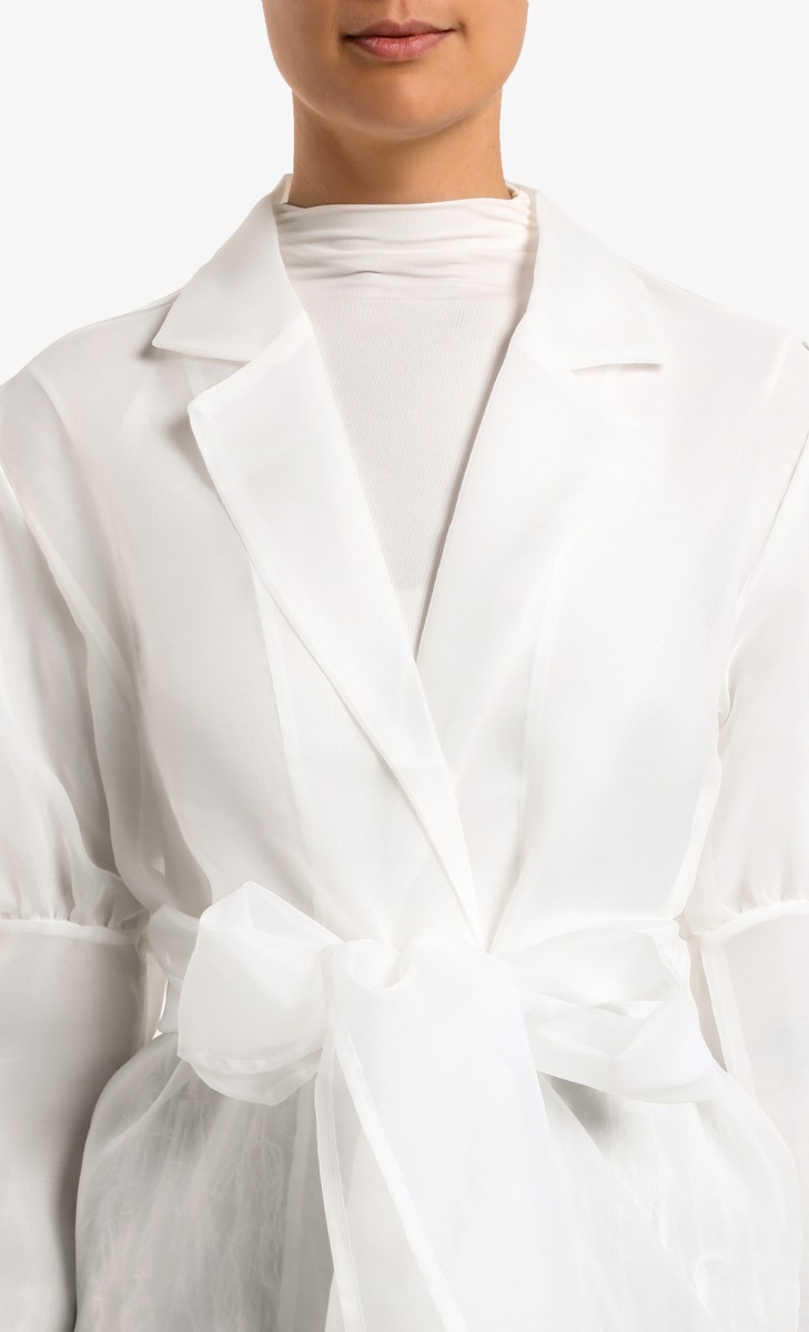 Puffy Organza Jacket in White image 2