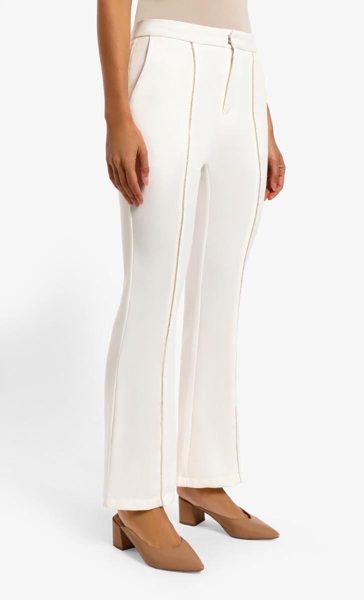 Diamond Flare Pants in White image 2