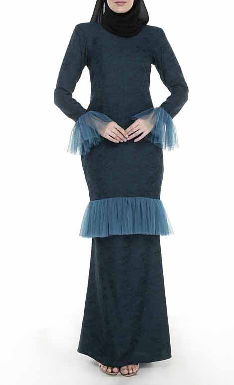 Orked Kurung in Emerald Green