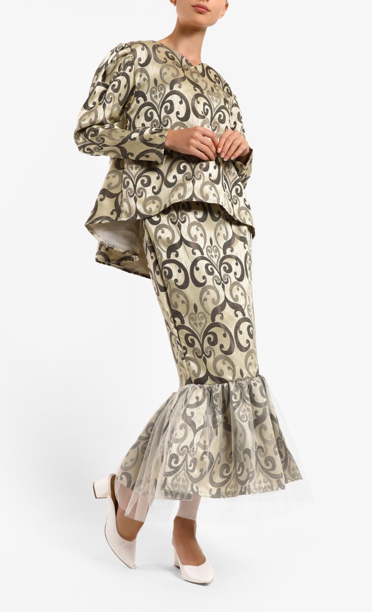 Mateena Mermaid Kurung in Brown and Gold