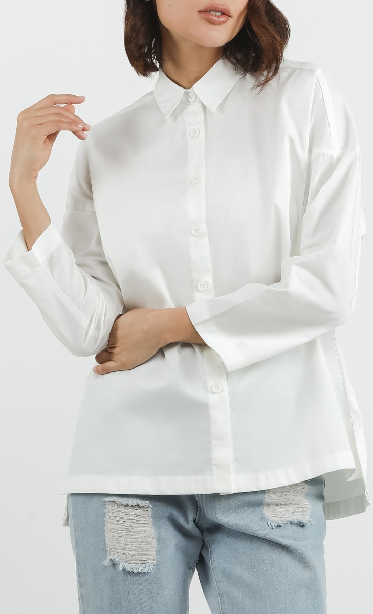 Cotton Shirt in Off-White image 2