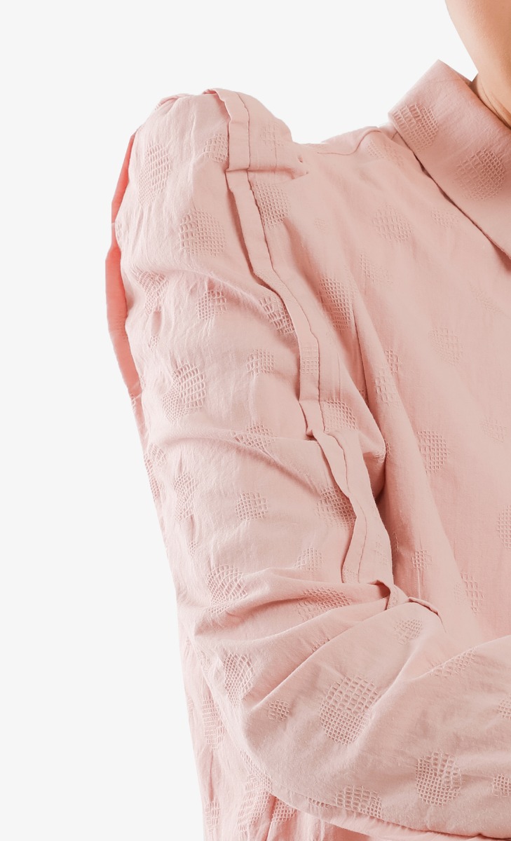 Puff Shoulder Cotton Textured Top in Dusty Pink image 2