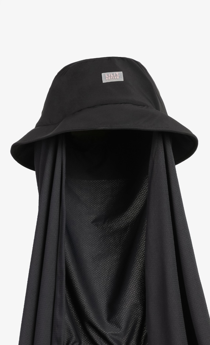 Bucket Hat Hijab in Black image 2