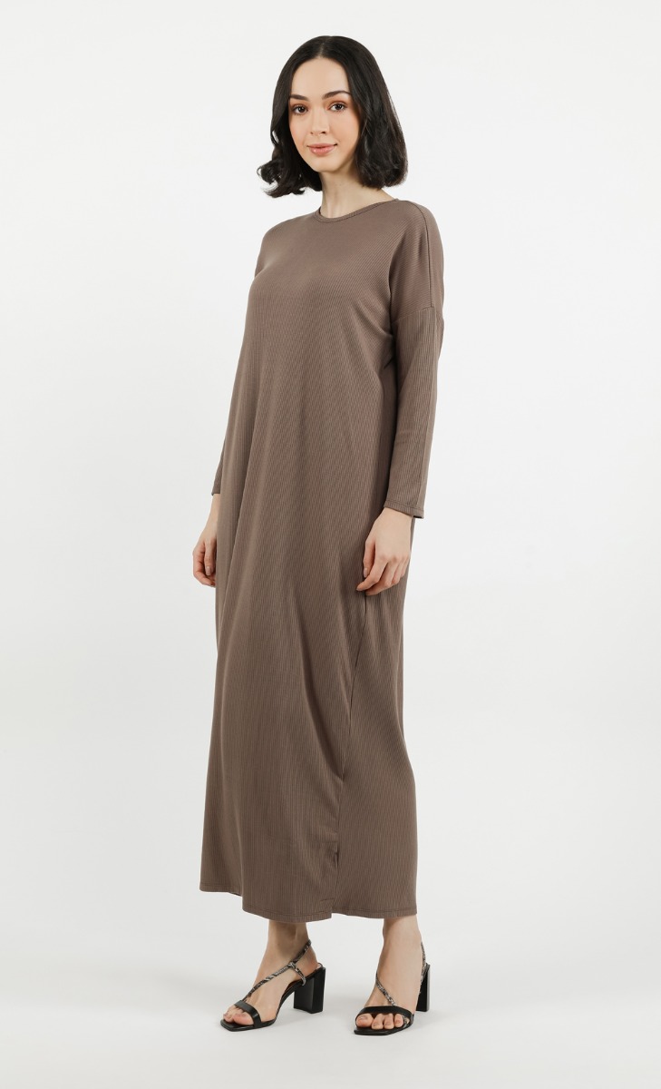 Ribbed Dress in Cocoa
