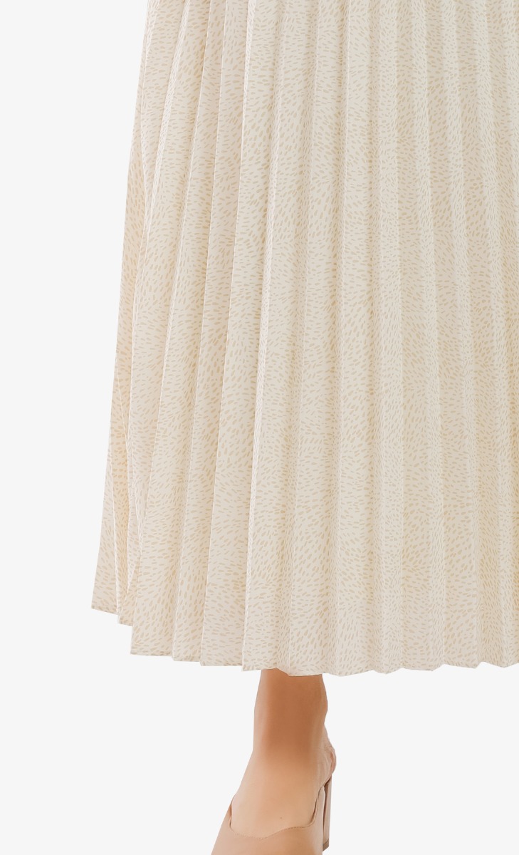Printed Pleated Skirt in Ivory image 2