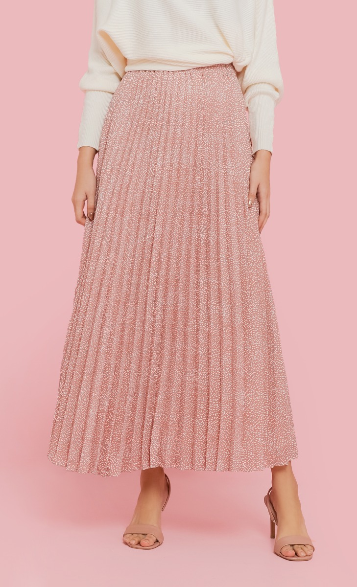 Printed Pleated Skirt in Blush