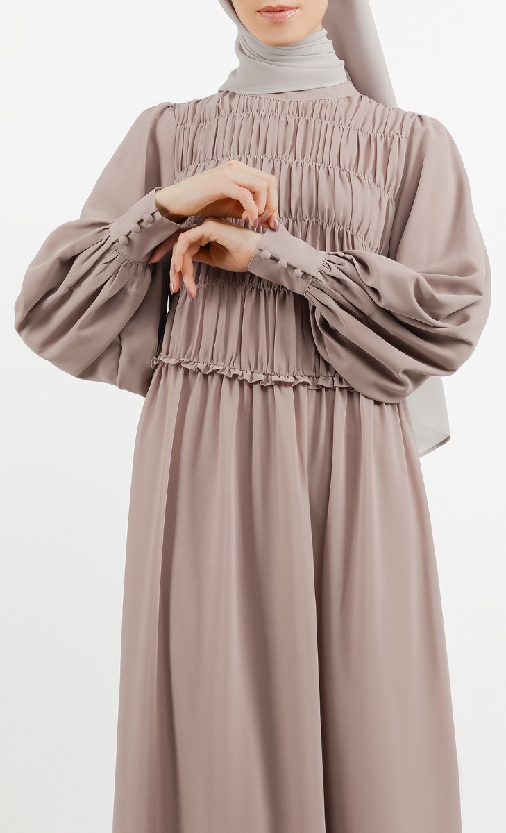 Front Ruched Dress in Stone image 2