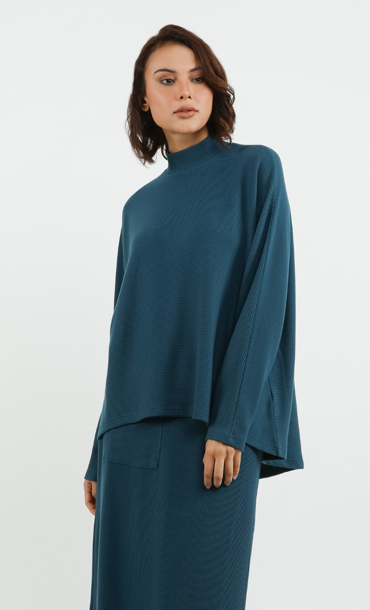 Comeback Ribbed Top in Teal