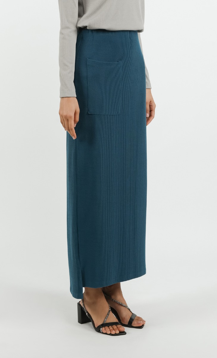 Comeback Ribbed Skirt in Teal
