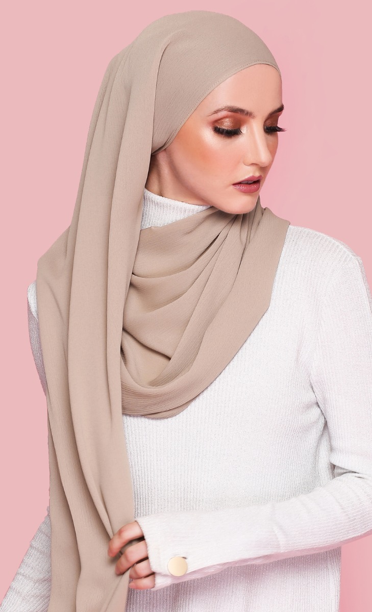 Athens Textured Chiffon Hijab In Frappe