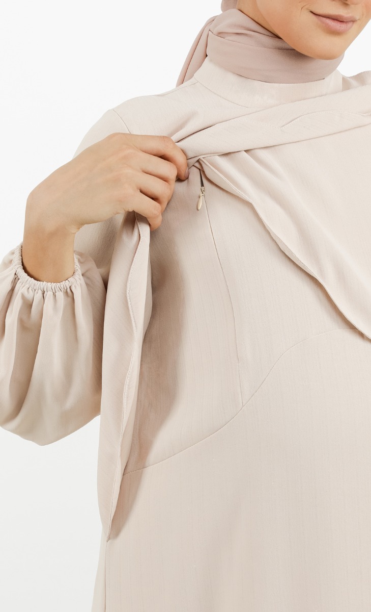 Overlap Dress (Nursing Friendly) in Cream image 2