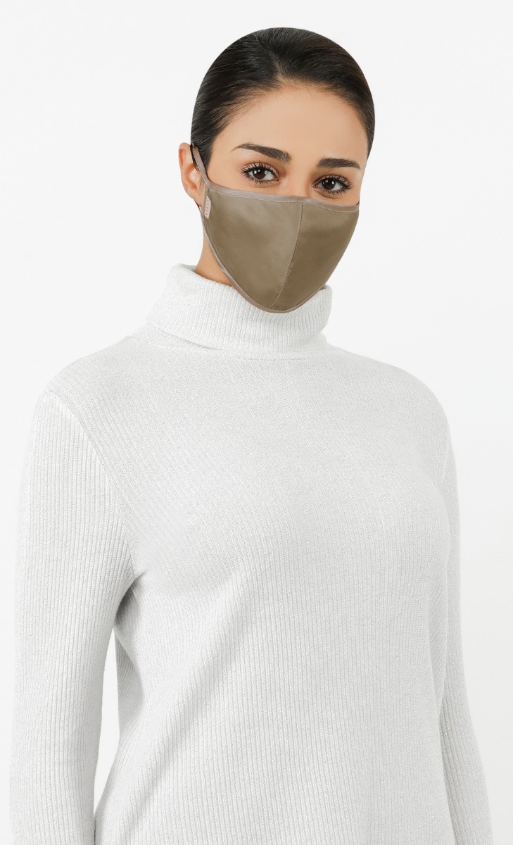 Satin Silk Reusable Face Mask Set in Brown