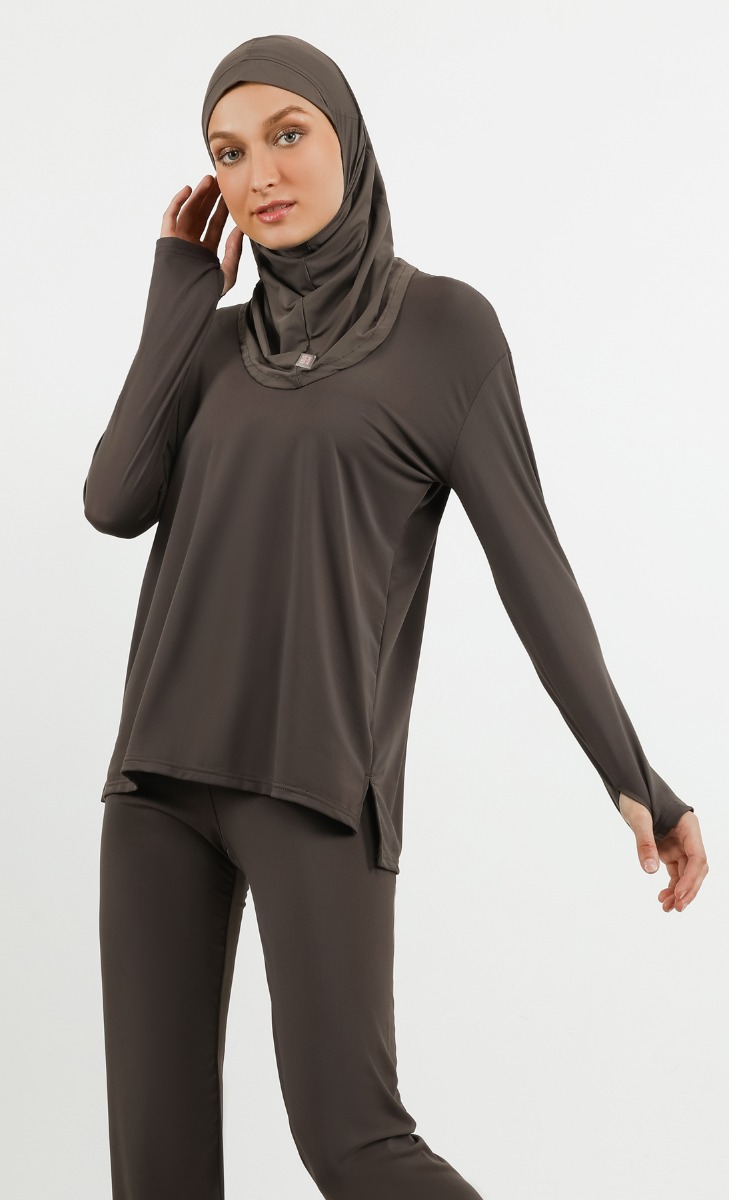 Oversized 2-In-1 Top in Brown