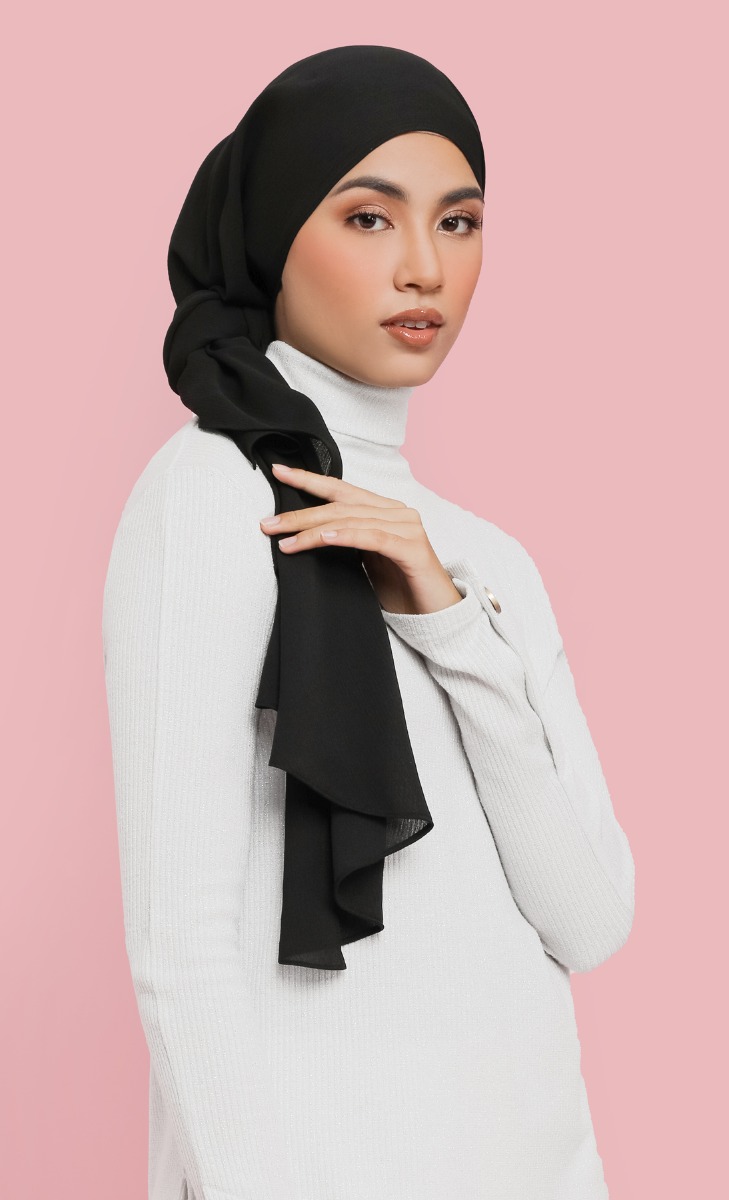 Nikaia Magnetic Triangle Chiffon Hijab in Black