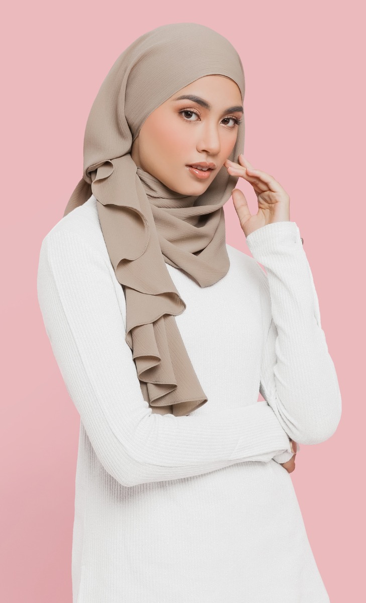 Nikaia Magnetic Triangle Chiffon Hijab in Taupe