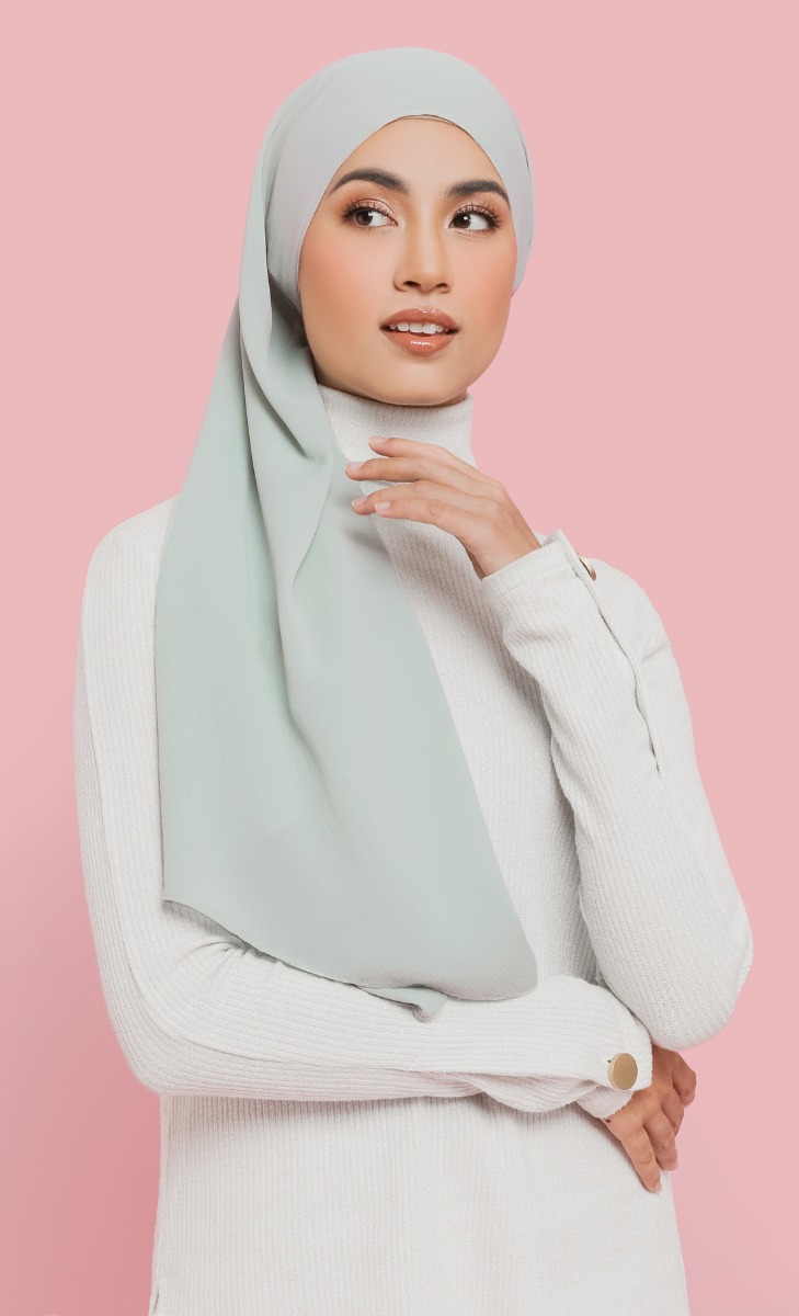 Nikaia Magnetic Triangle Chiffon Hijab in Dusty Blue