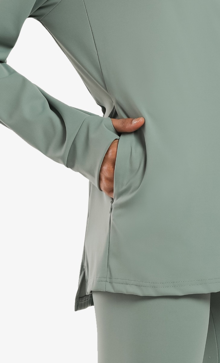 Zipped Running Top in Sage image 2