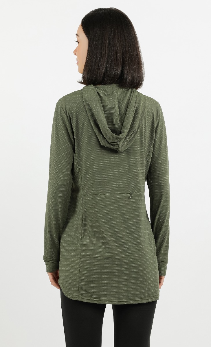 Rash Guard Hooded Top in Olive image 2