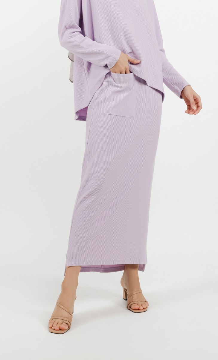 Comeback Ribbed Skirt in Lilac