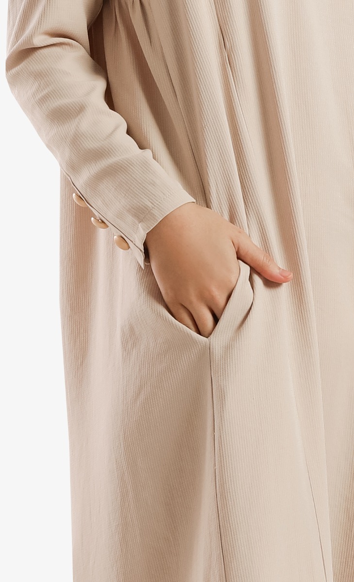 Oversized Collar Dress in Nude image 2