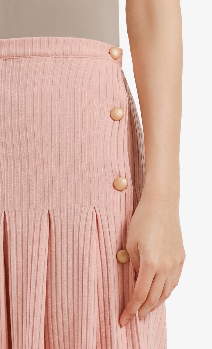 Ribbed Pleated Skirt in Dusty Pink image 2