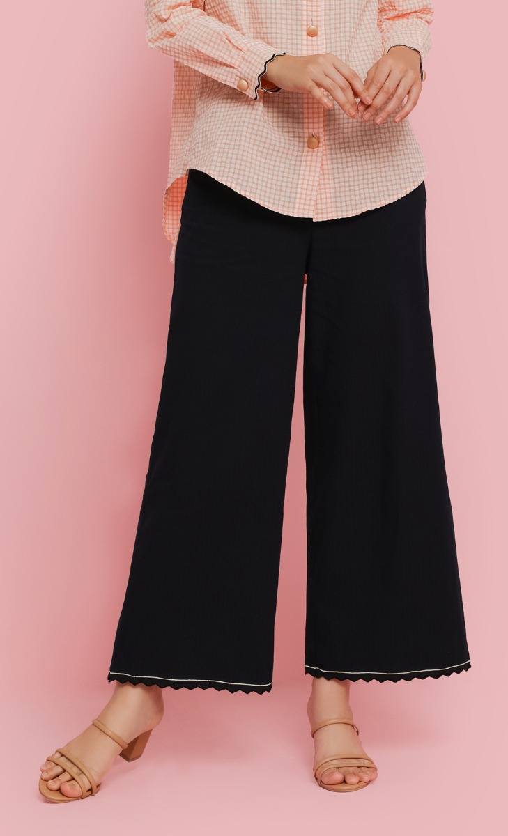 Embroidered Pants in Navy