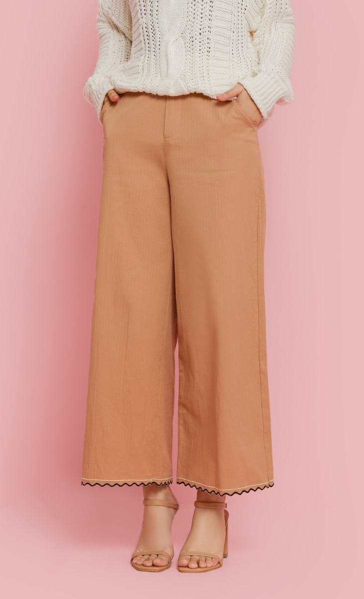 Embroidered Pants in Sand