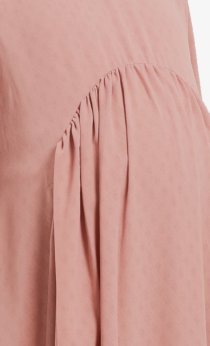 Textured Gathered Dress (Maternity) in Dusty Pink image 2