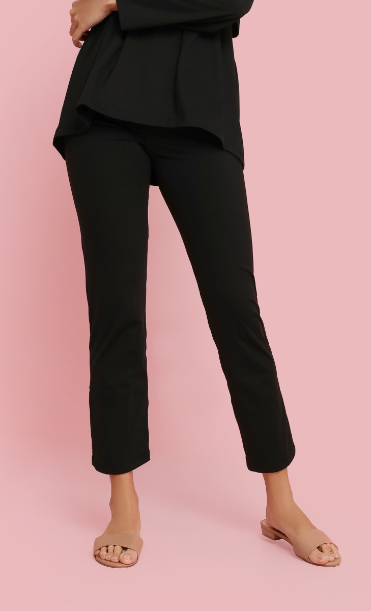 Slim Fit Swim Pants in Black