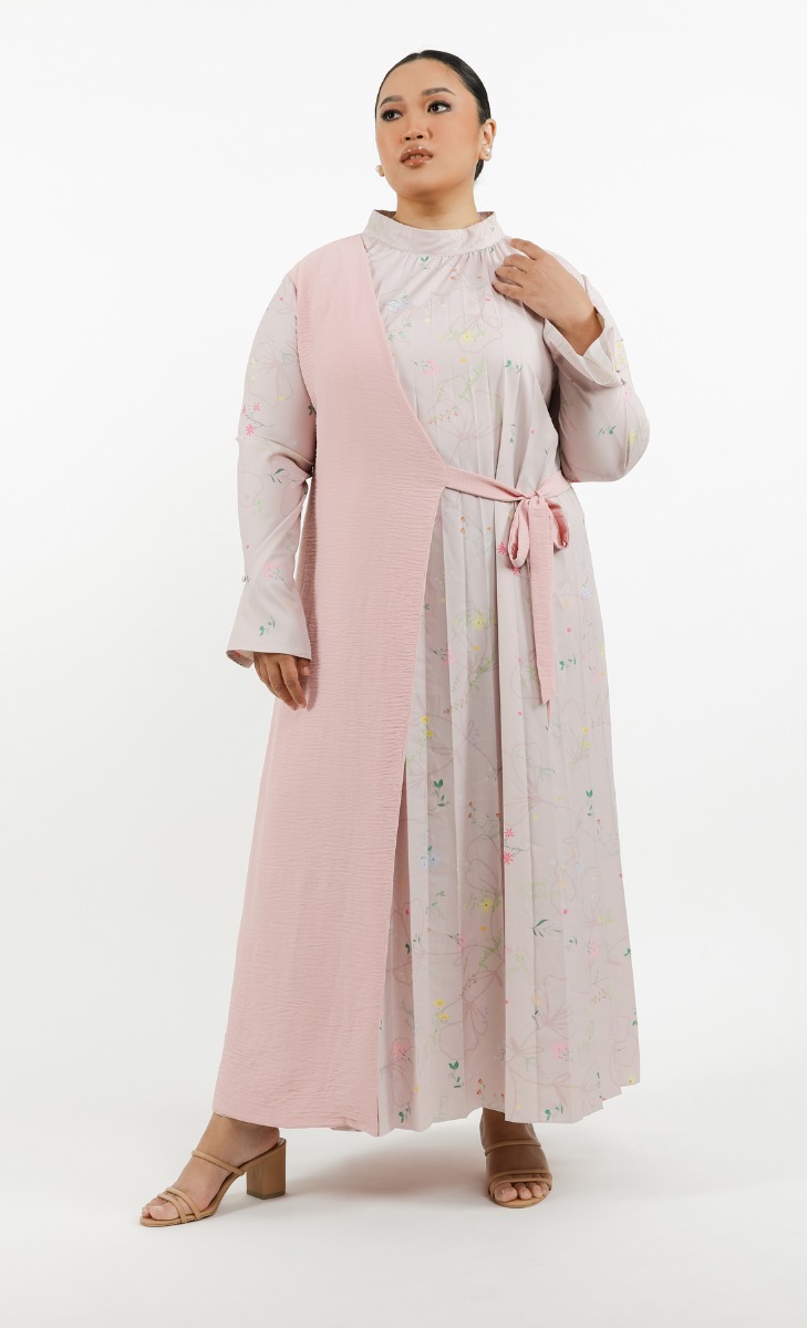 Mekar Side Belt Dress in Dusty Pink