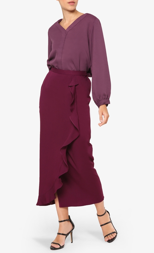 Elnina Ruffle Skirt in Deep Purple