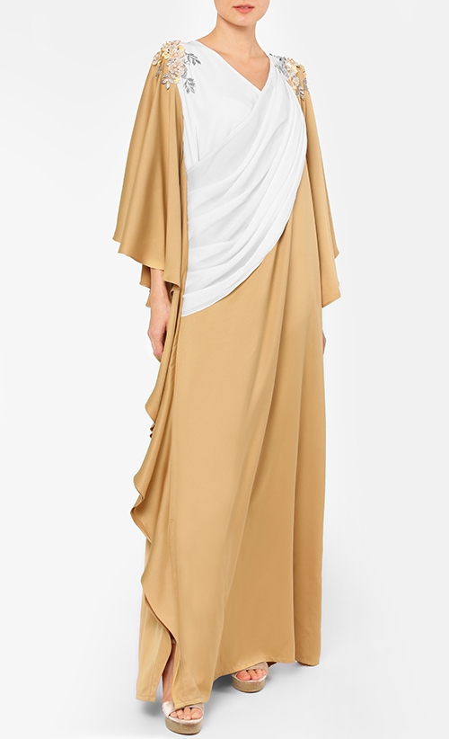 Athena Overlapping Pleat Dress in Golden Girl