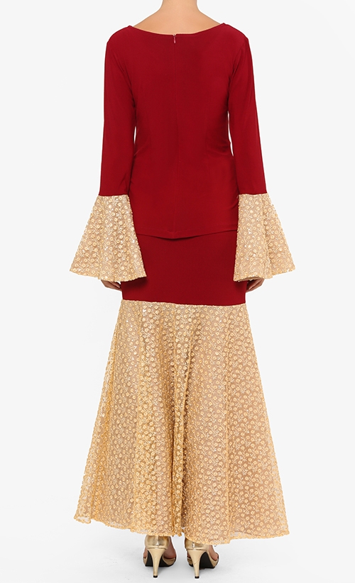 Mastani Modern Kurung in Mystic Maroon image 2