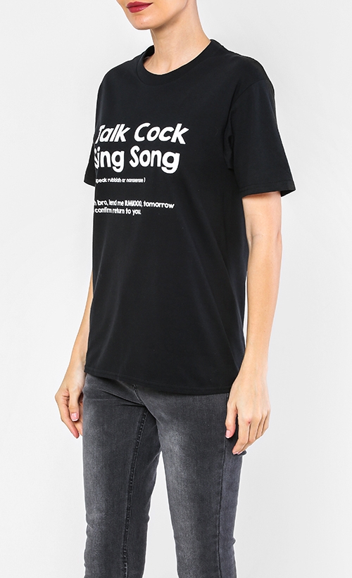 TALK COCK SING SONG Unisex T-Shirt in Black image 2