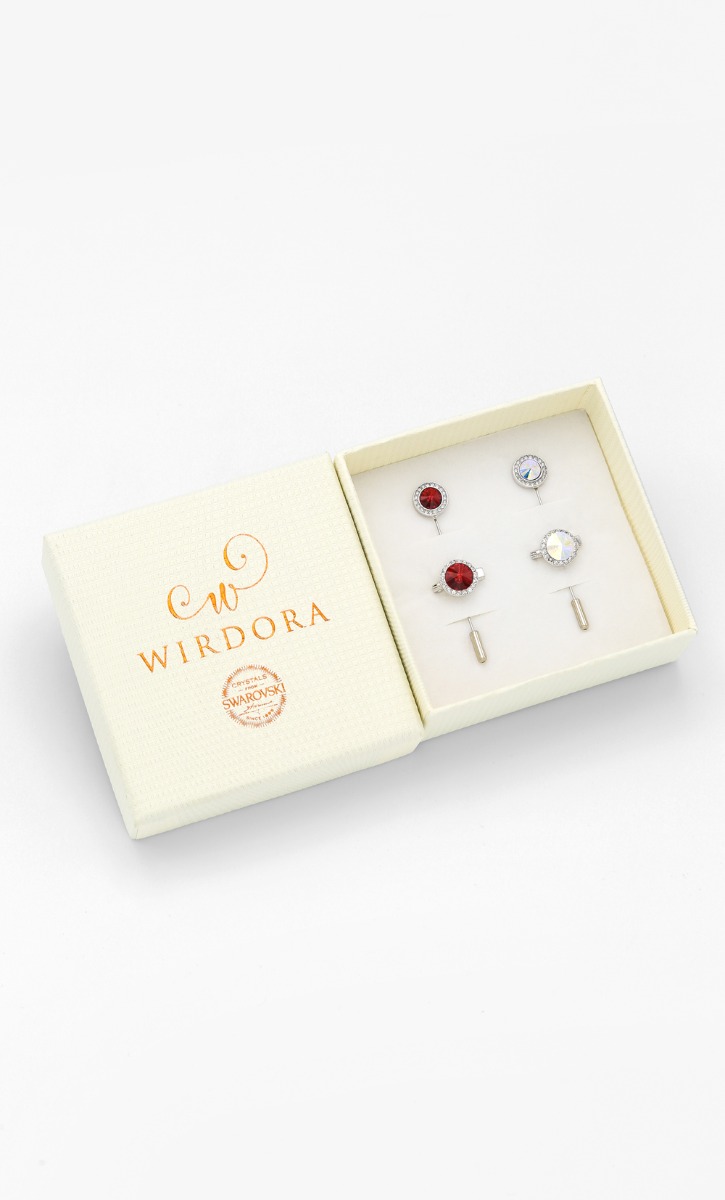 Rivolli Twin AB Brooch Set in Scarlet image 2