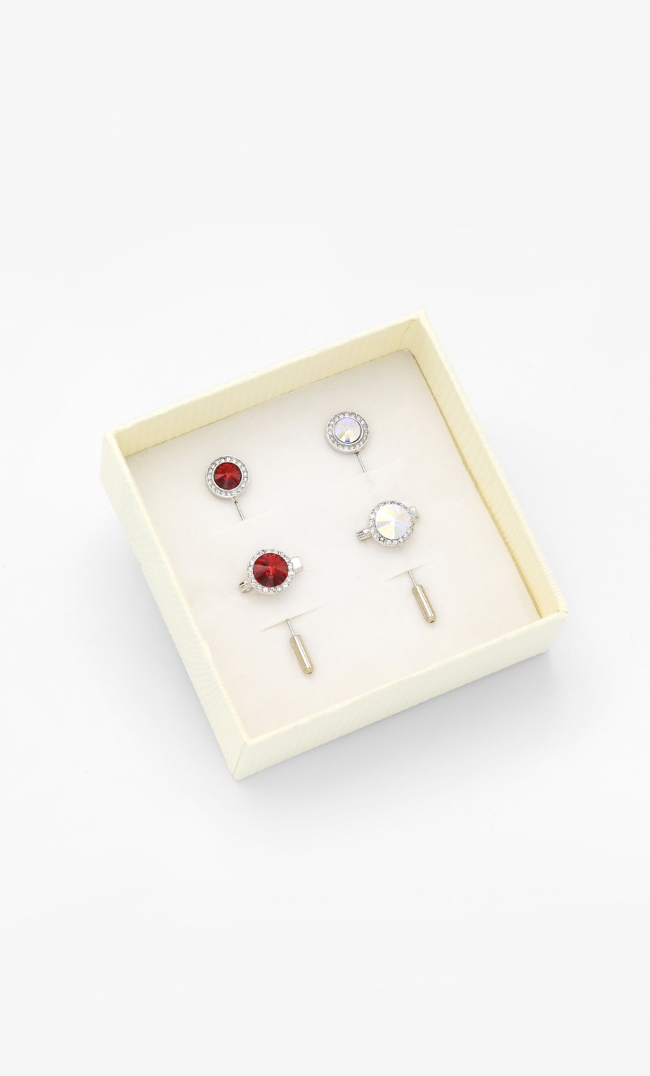 Rivolli Twin AB Brooch Set in Scarlet
