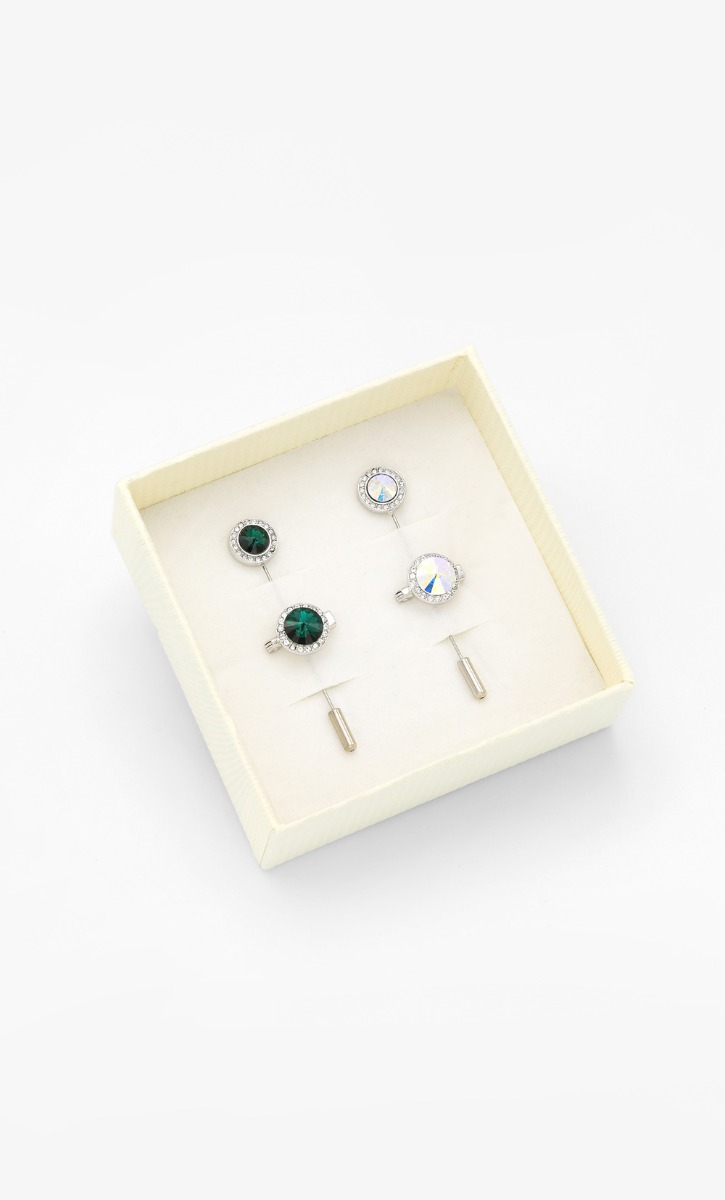 Rivolli Twin AB Brooch Set in Emerald