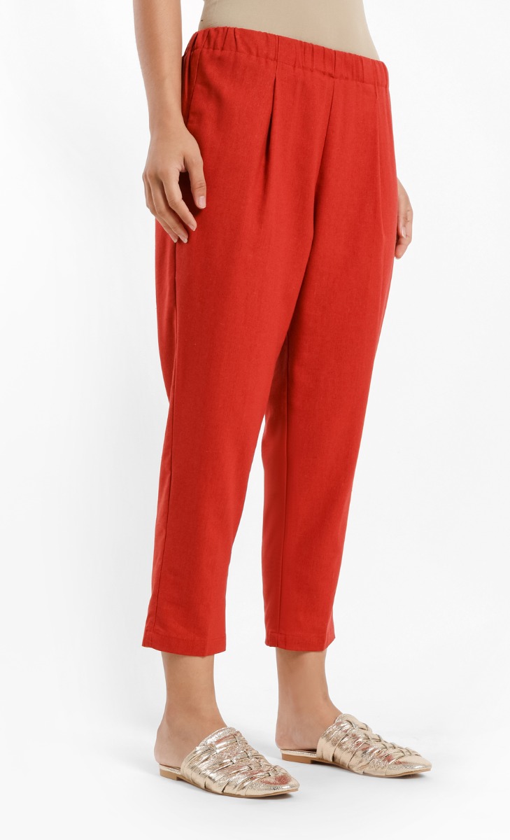Inete Linen Trousers in Tangerine image 2