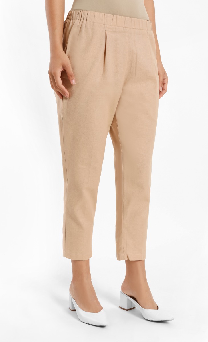 Inete Linen Trousers in Khaki image 2