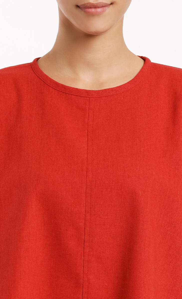 Inete Linen Blouse in Tangerine image 2