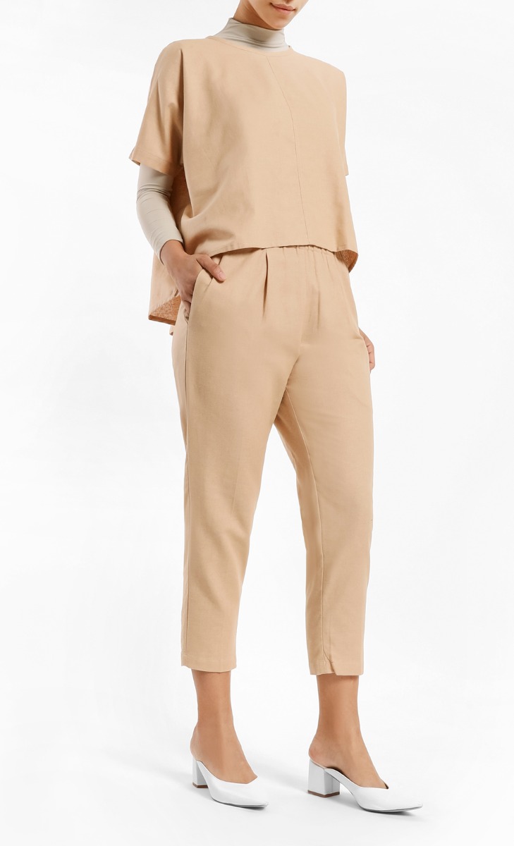 Inete Linen Blouse in Khaki