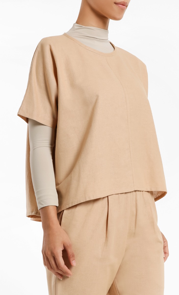 Inete Linen Blouse in Khaki image 2