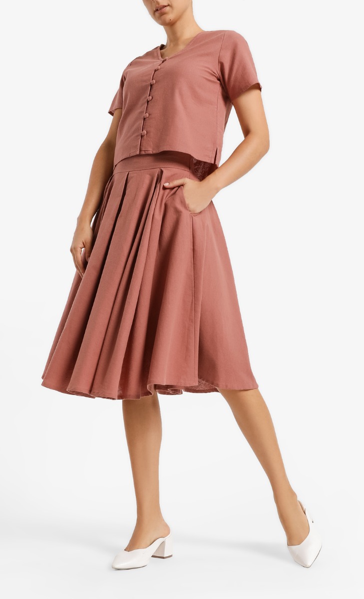 Tilde Midi Skirt in Dusty Rose