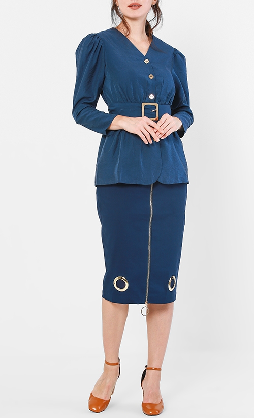 Winona Knee Length Skirt in Navy image 2