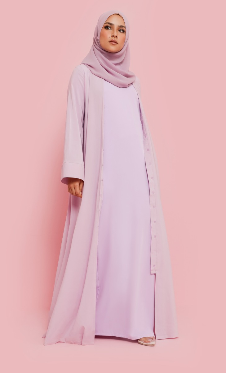 Abaya Set with Hijab in Lavender