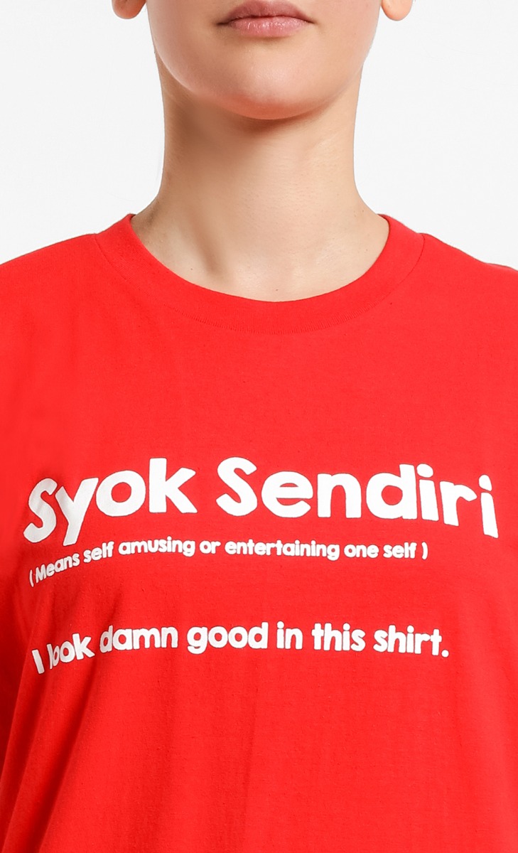 Syok Sendiri Unisex T-Shirt in Maroon image 2
