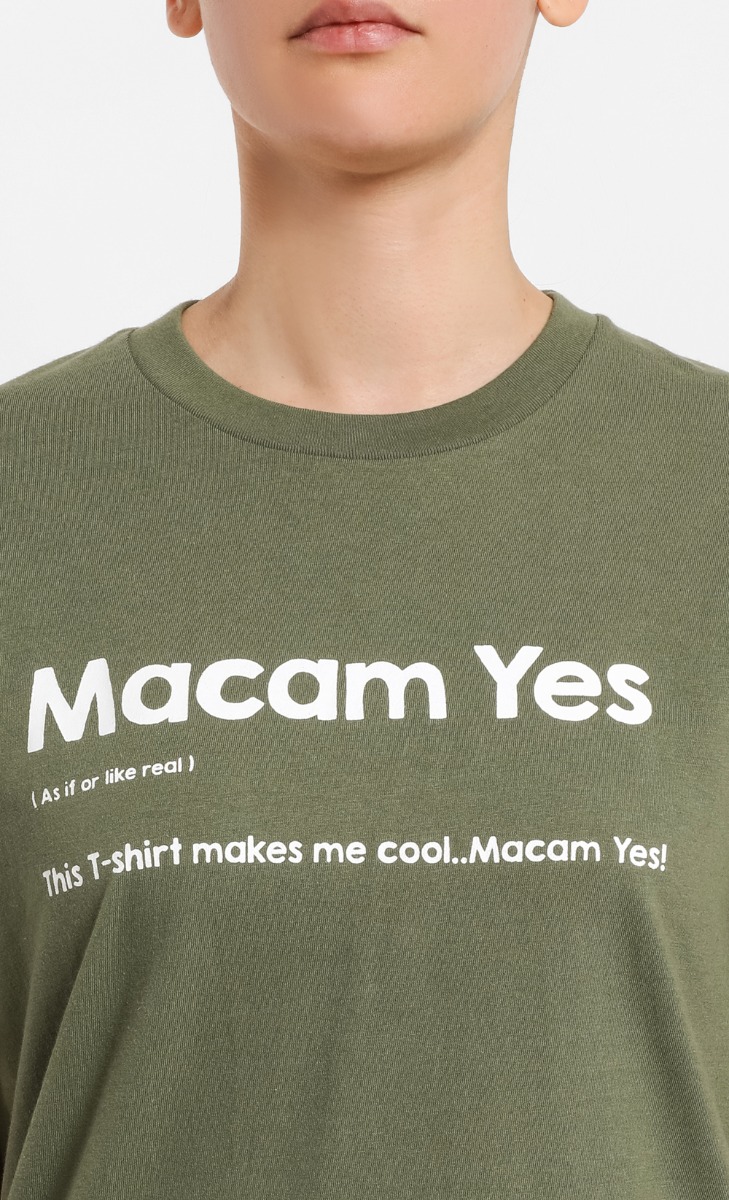 Macam Yes T-Shirt in Army Green image 2