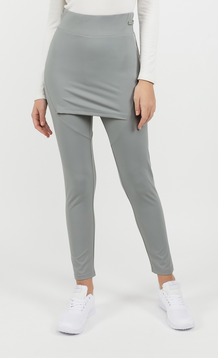 Attached Skirt Swim Leggings in Grey