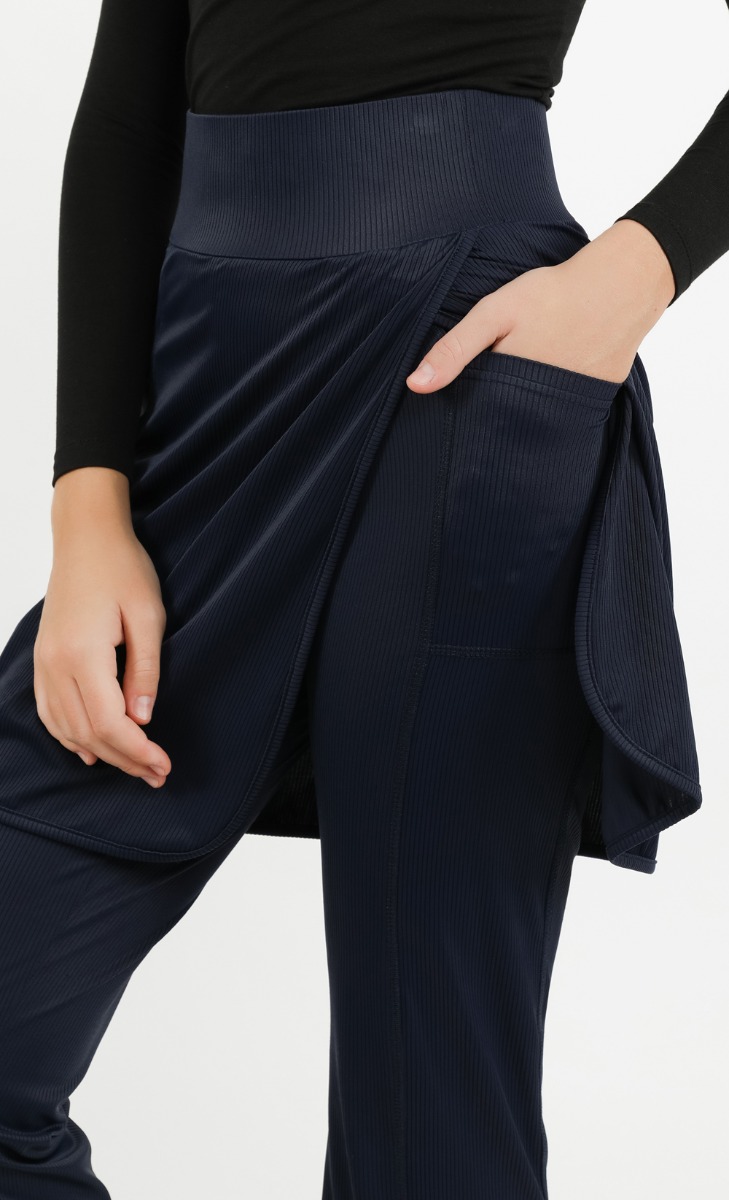 Attached Skirt Pants in Navy Blue image 2