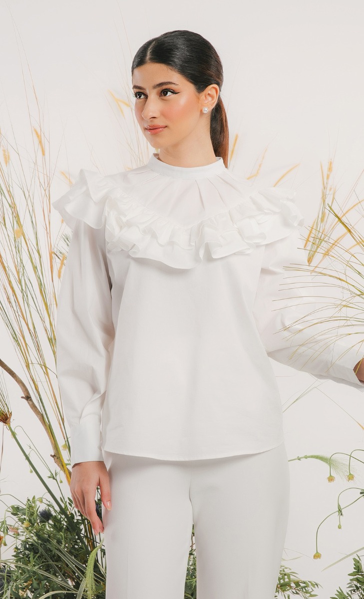 The August Edit Ruffle Top - White